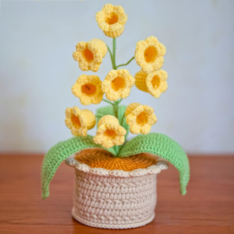 Hand crocheted Potted Bell Orchids