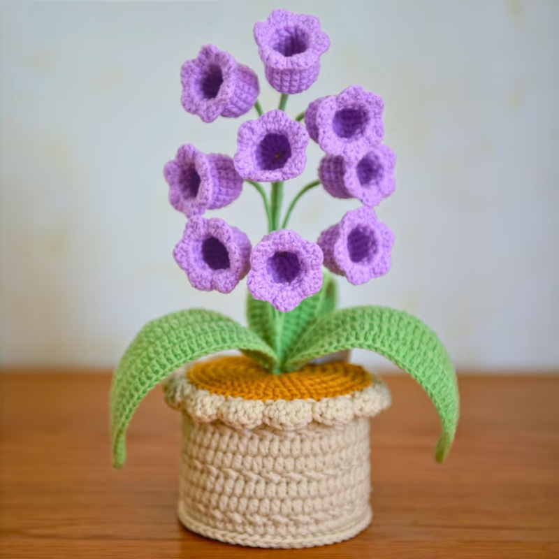 Hand crocheted Potted Bell Orchids