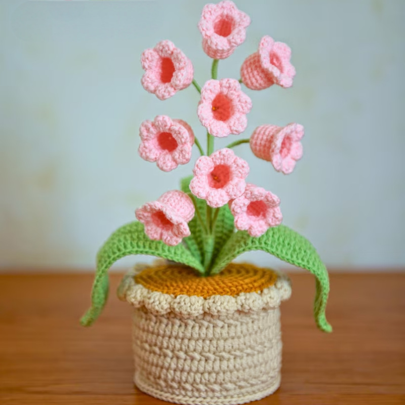 Hand crocheted Potted Bell Orchids