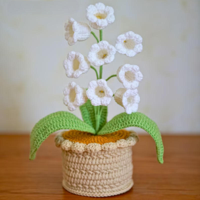 Hand crocheted Potted Bell Orchids